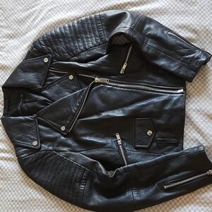 Zara woman 100% leather moto/biker jacket